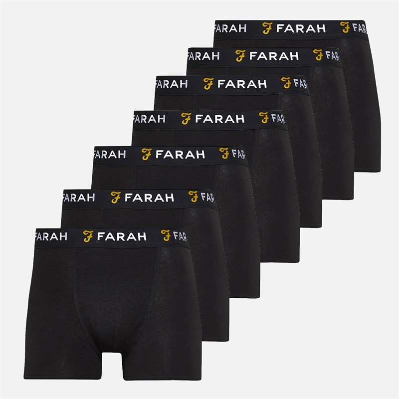 Farah Mens Vuson Seven Pack Boxers Black