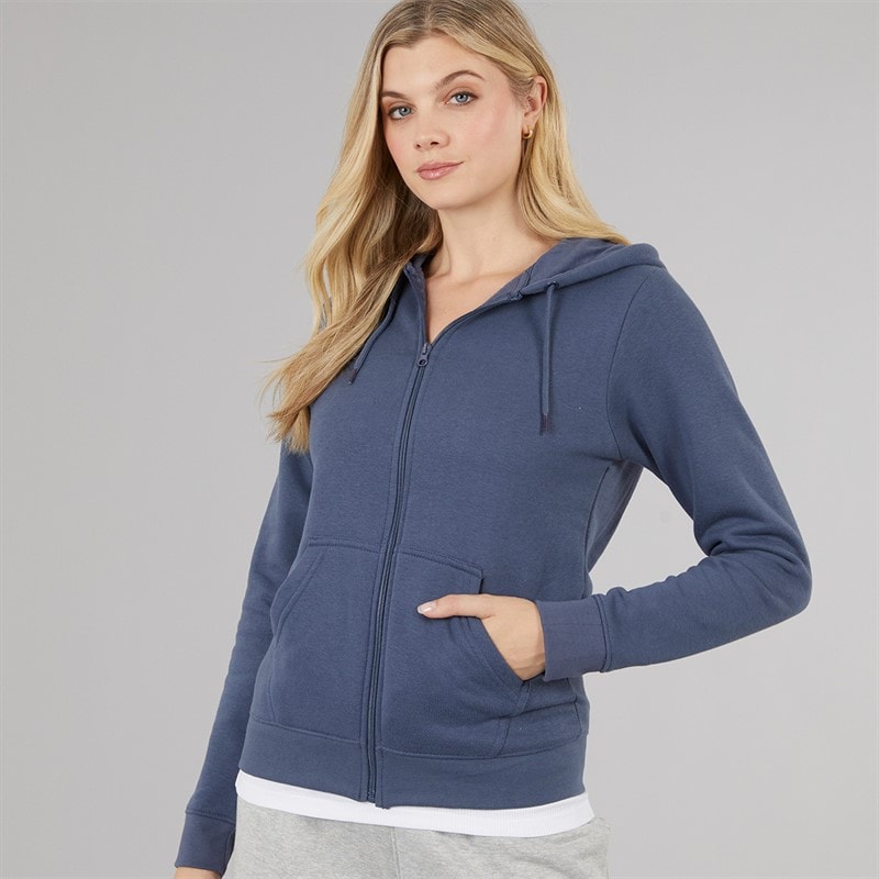 Board Angels Womens Zip-Through Hoodie Vintage Indigo