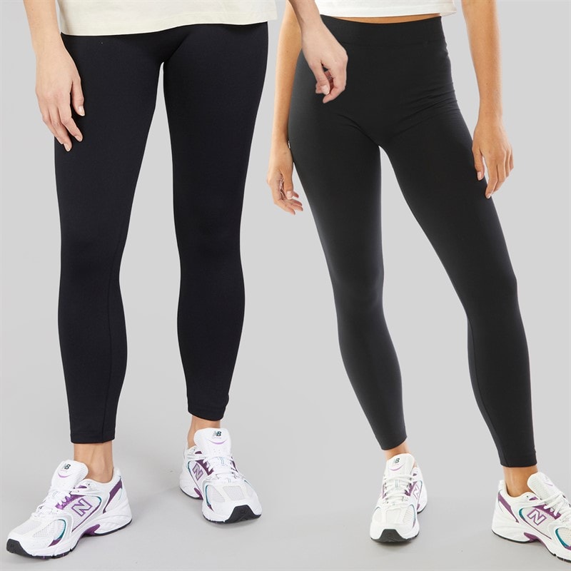 Board Angels Womens Two Pack Plain Leggings Black