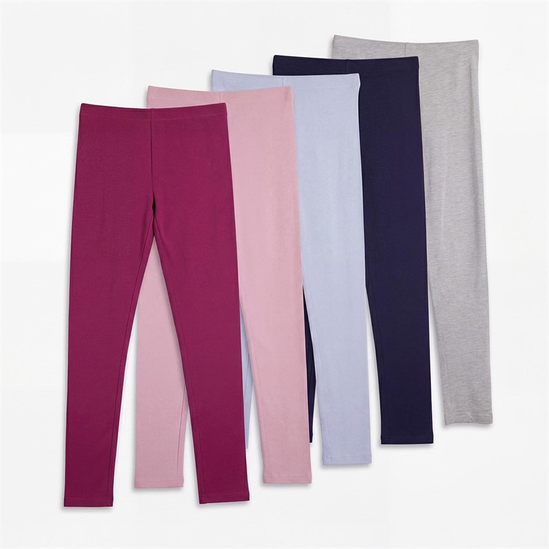 Board Angels Girls Five Pack Plain Leggings Multi