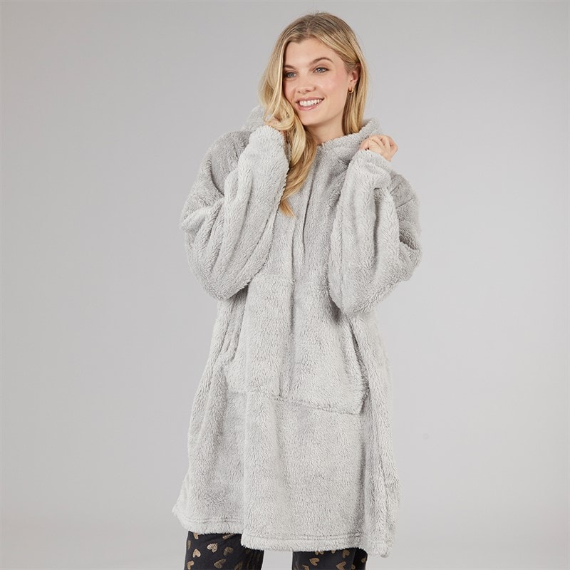 Board Angels Womens Oversized Blanket Hoodie Grey