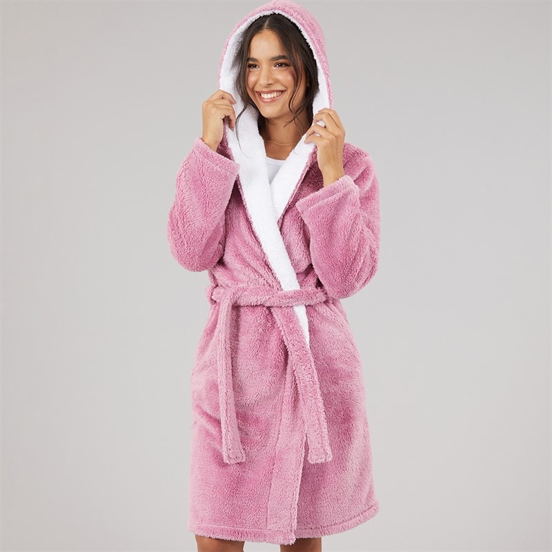 Board Angels Womens Wellsoft Hooded Robe Pink