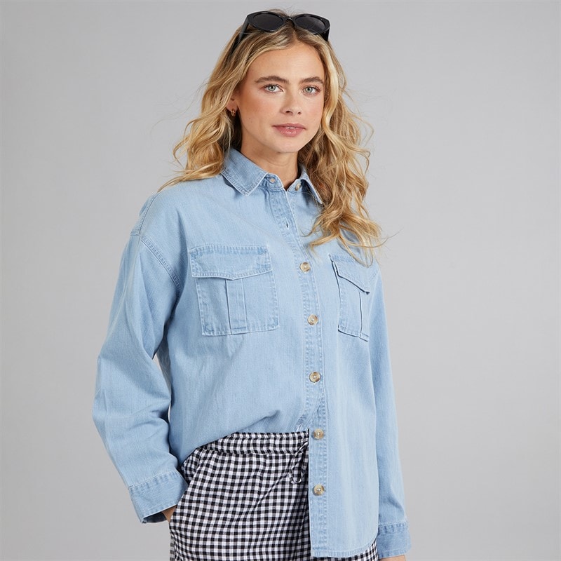 Board Angels Womens Denim Shirt Mid Blue