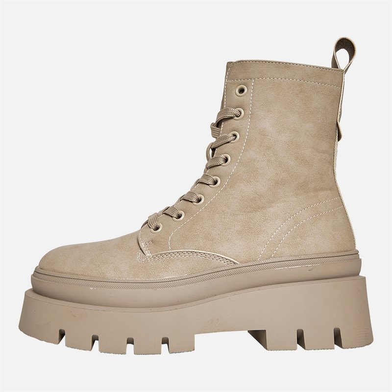 Board Angels Womens Rum Chunky Lace Up Boots Grey PU