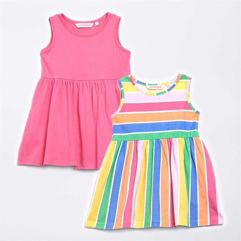 Board Angels Infant Girls Two Pack Dresses Stripe/Pink