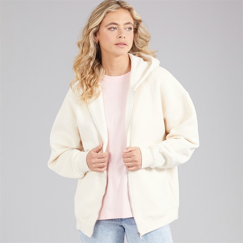 Board Angels Womens Oversized Zip-Through Hoodie Almond