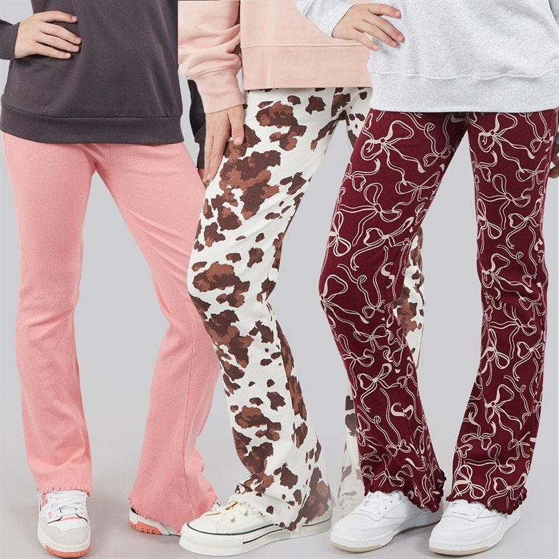 Board Angels Girls Three Pack Printed Ribbed Flared Leggings Multi