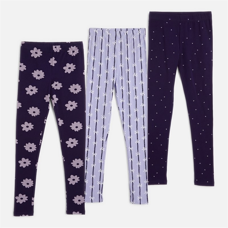 Board Angels Girls Three Pack Printed Leggings Blue/Multi Bluemulti