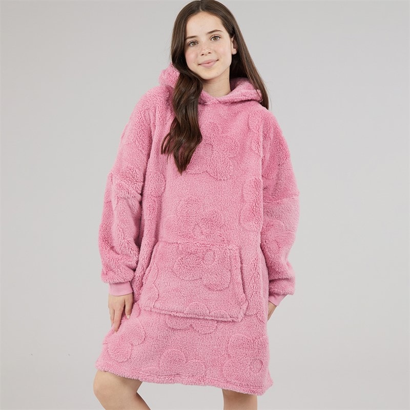 Board Angels Girls Oversized Blanket Hoodie Pink Multi