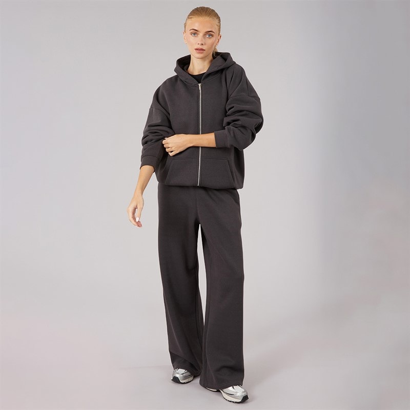 Board Angels Womens Oversized Zip-Through Hoodie And Wide Leg Joggers Tracksuit Magnet