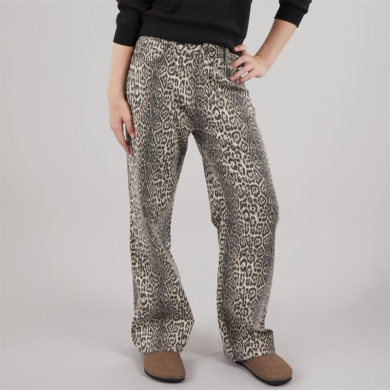 Board Angels Girls Wide Leg Jeans Animal Print
