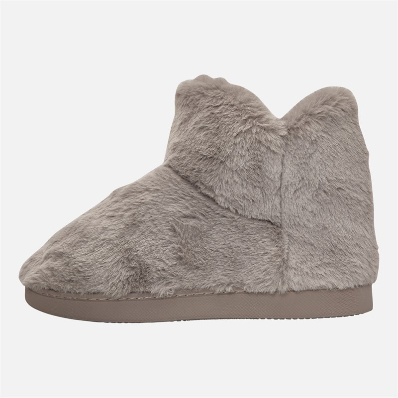 Board Angels Womens Rosebud Faux Fur Bootie Slippers Mink