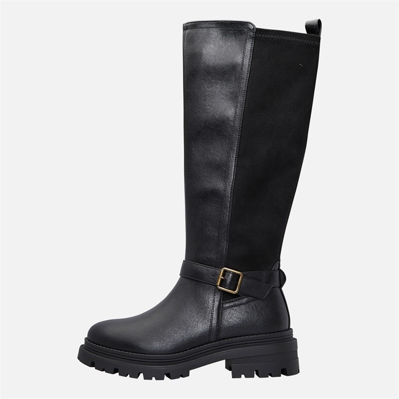 Board Angels Womens Lyra Knee High Chunky Stretch Boots Black