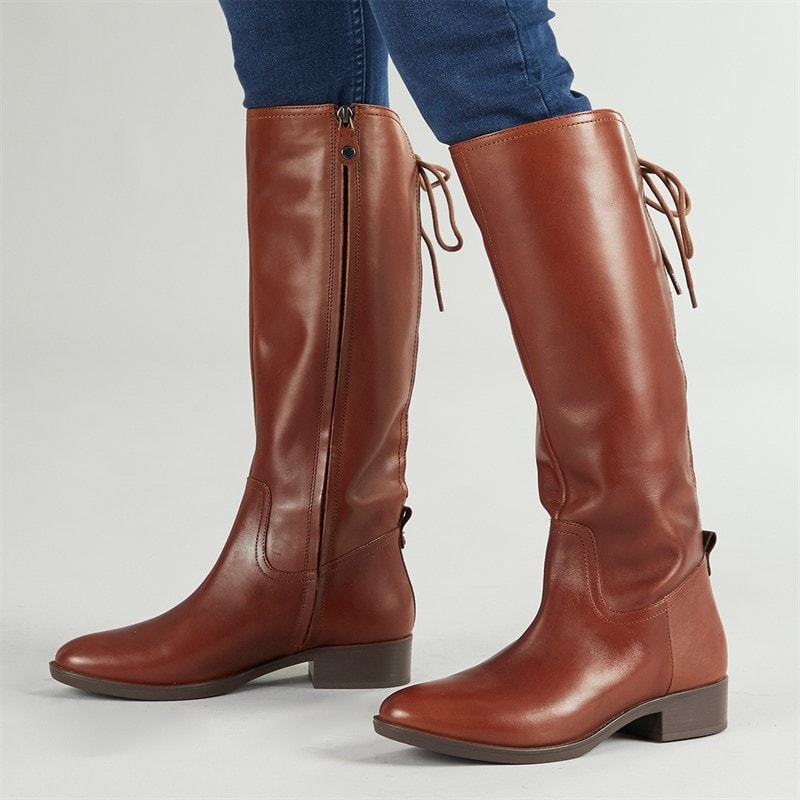 GEOX Womens Felicity Knee High Stretch Boots Brown