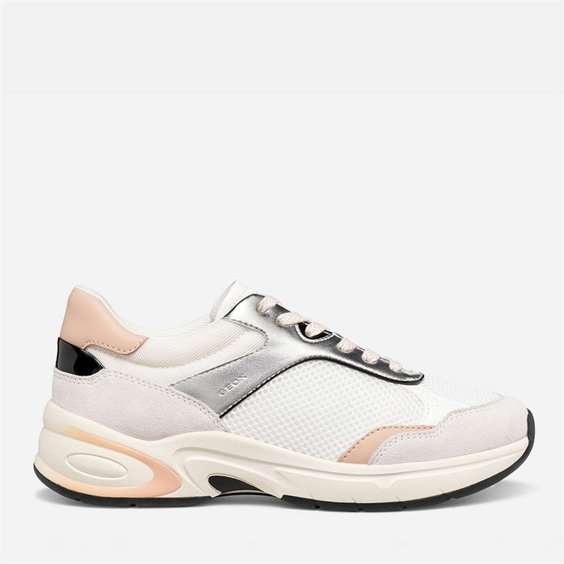 GEOX Womens Zarvia Trainers White/Silver