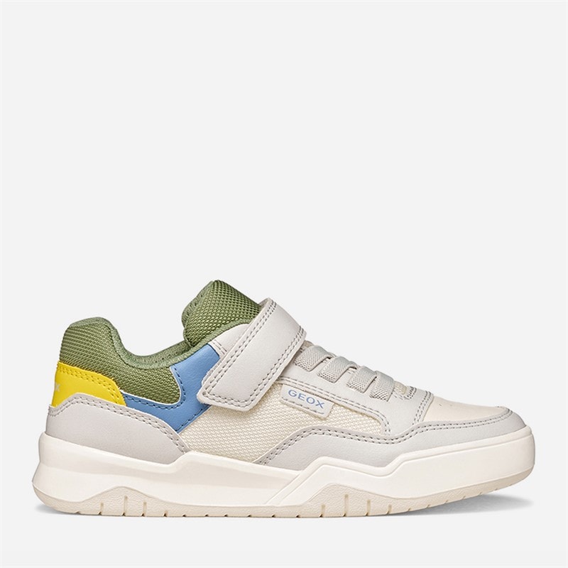 GEOX Junior Boys Perth Trainers Light Grey/Green Lt Grey/Green