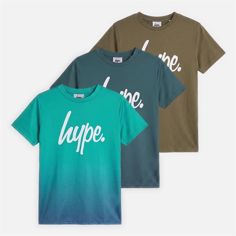 Hype Boys Tiernan Three Pack T-Shirts Ombre Teal/Khaki/Dark Teal
