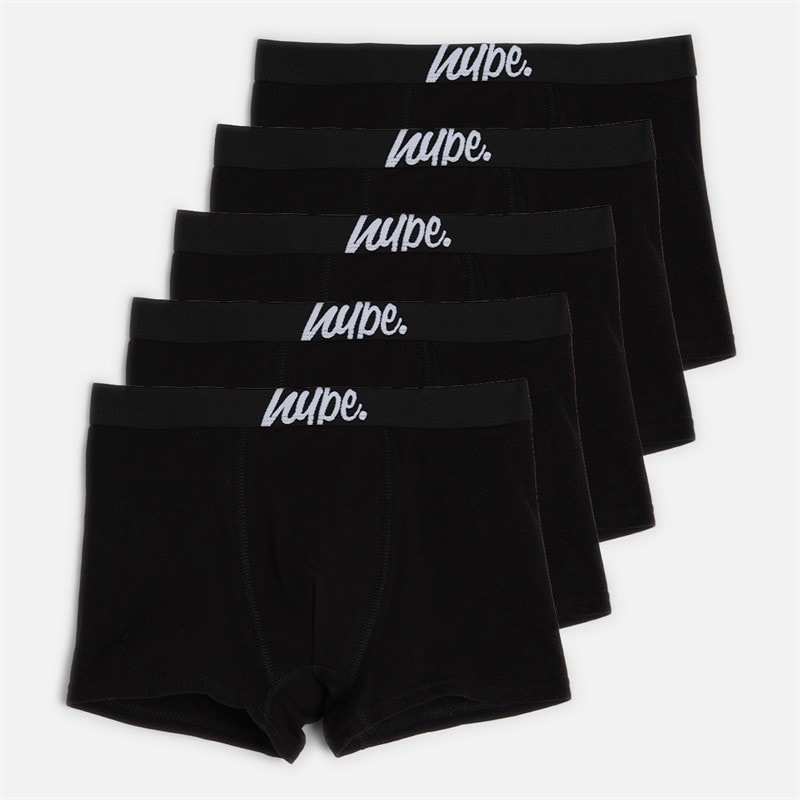 Hype Boys Scriptive Five Pack Boxers A Black