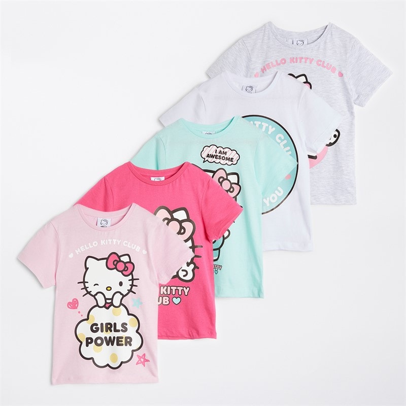 Hello Kitty Girls Five Pack T-Shirts Multi