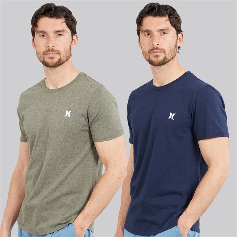Hurley Mens Two Pack Lounge T-Shirts Green/Blue