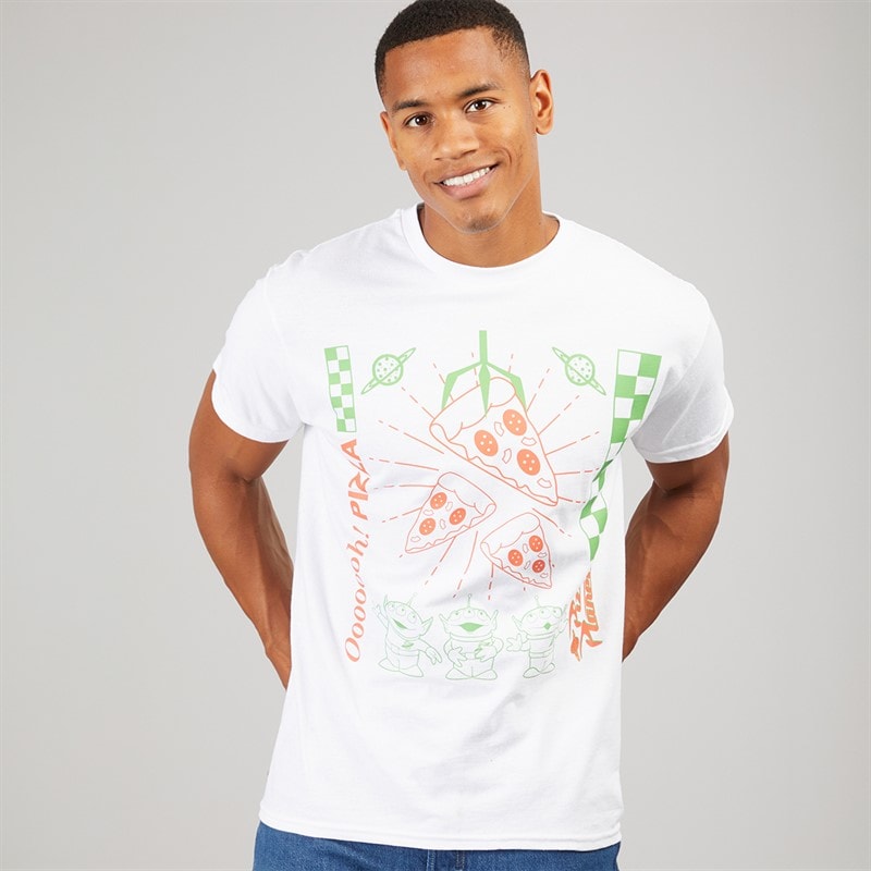 Disney Mens Pizza T-Shirt White
