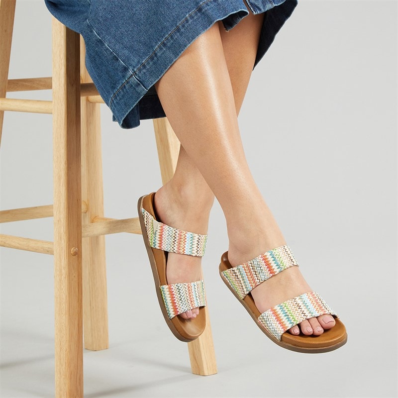 Blowfish Womens Malibu Leah Mule Footbed Sandals Multi
