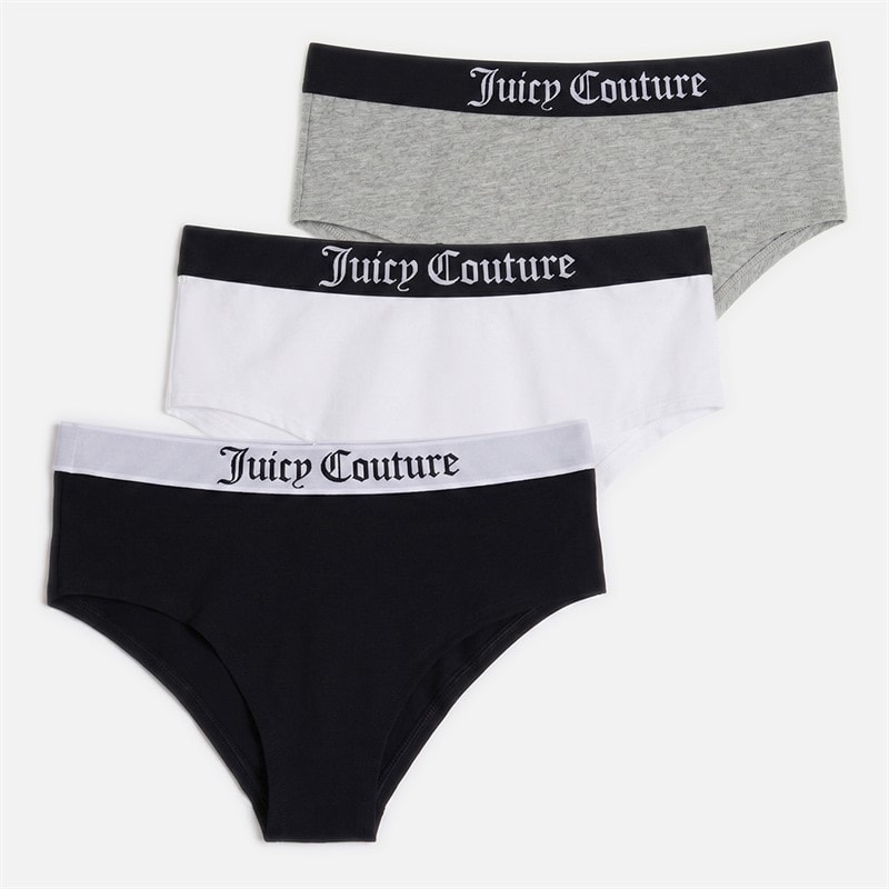 Juicy Couture Girls Three Pack Hipster Briefs Black