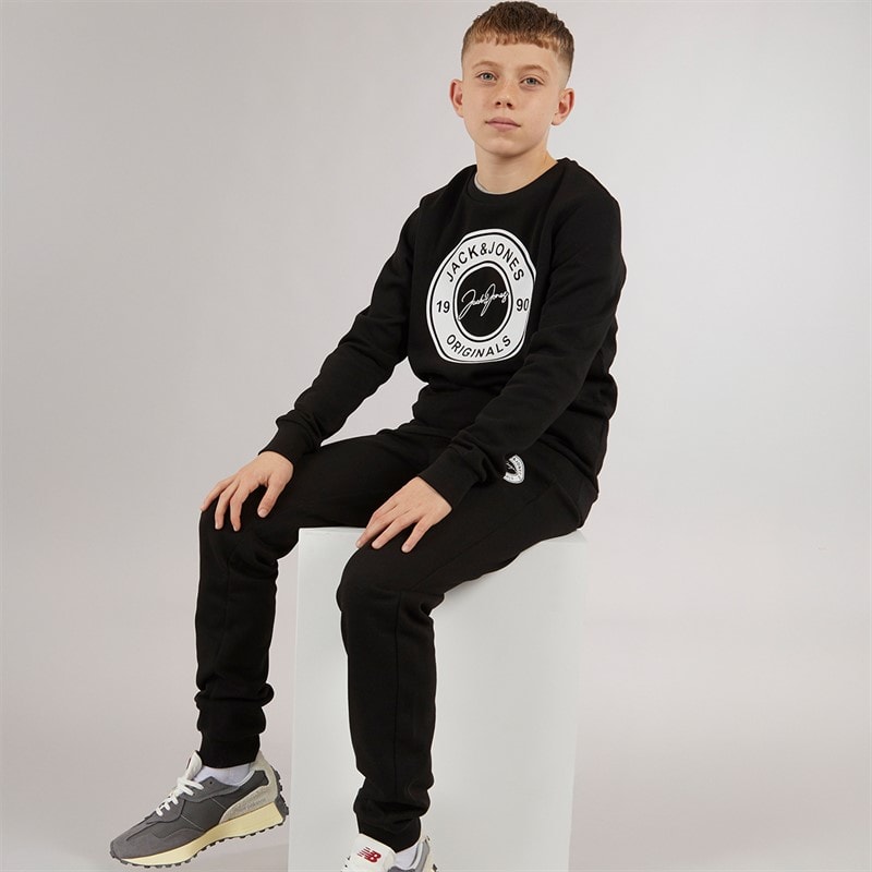 JACK & JONES Boys Thomas Sweatshirt And Joggers Tracksuit Black