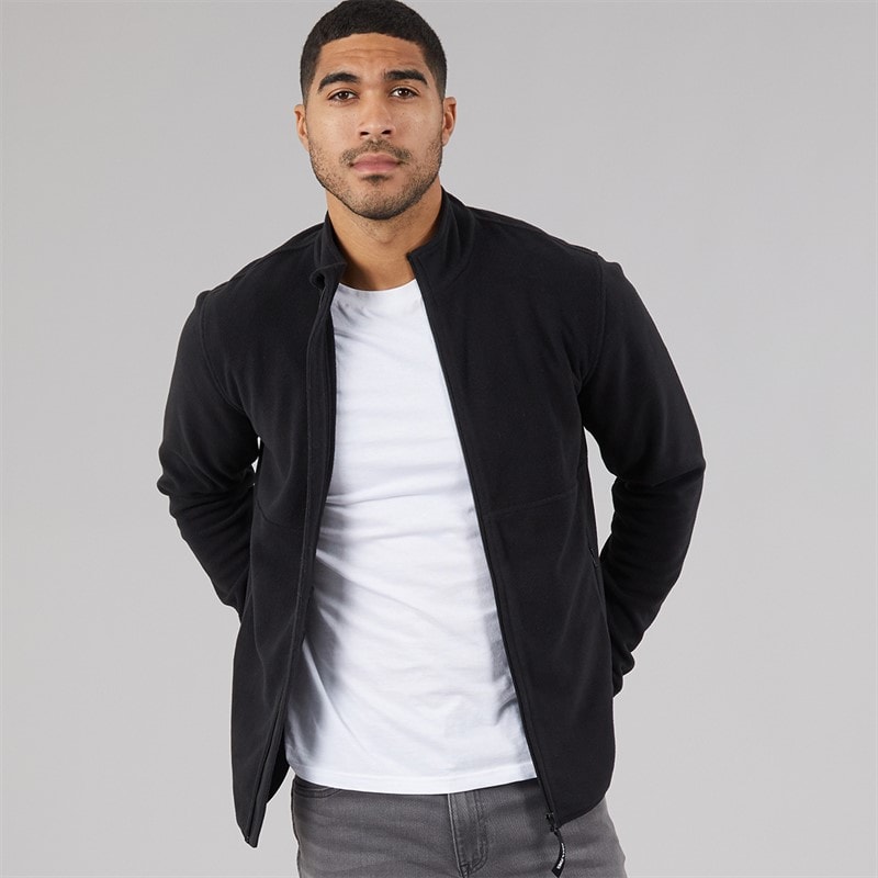 JACK & JONES Mens Flame Full Zip Fleece Black