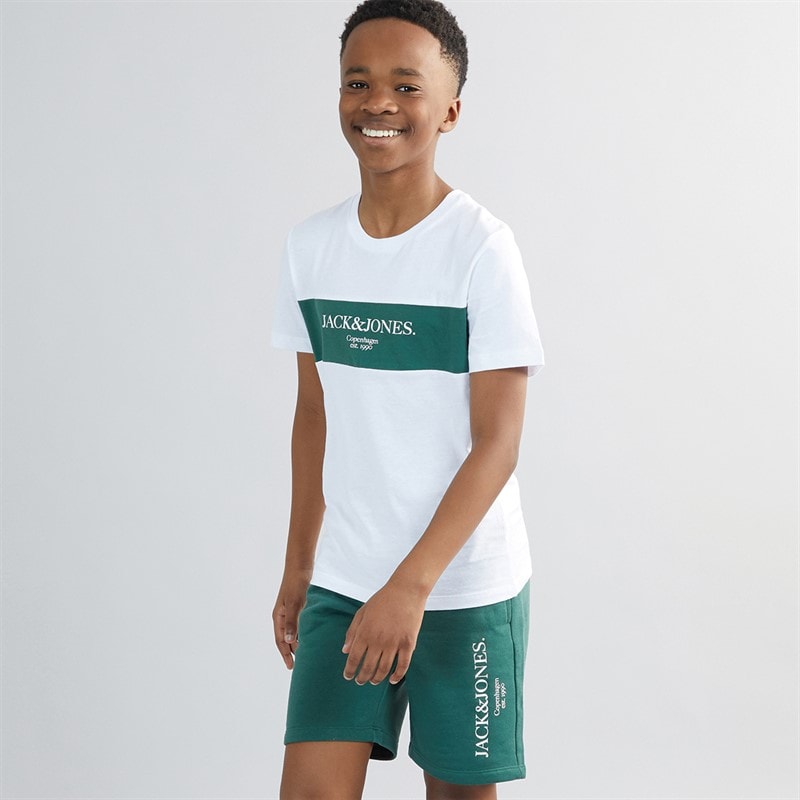 JACK & JONES Boys Chester T-Shirt And Shorts Set Trekking Green