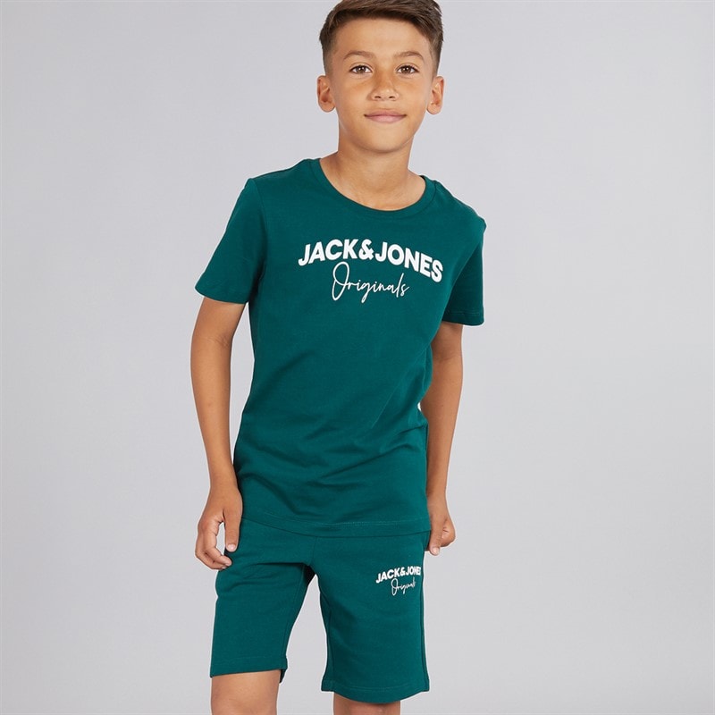 JACK & JONES Boys Corp Trend T-Shirt And Shorts Set Deep Teal