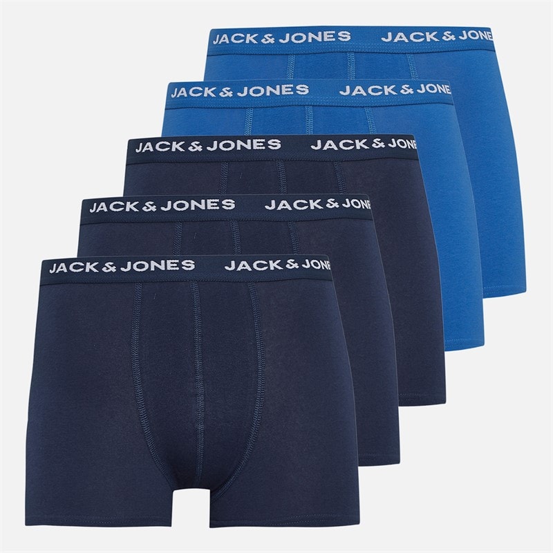 JACK & JONES Boys Five Pack Boxer Trunks Navy/Colbalt