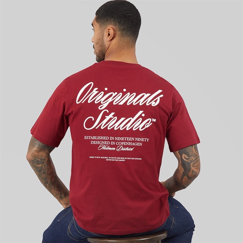 JACK & JONES Mens Norrebro T-Shirt Tibetan Red