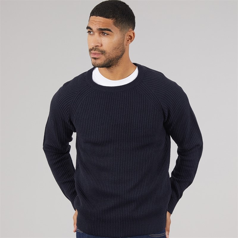 JACK & JONES Mens Panel Knitted Jumper Sky Captain