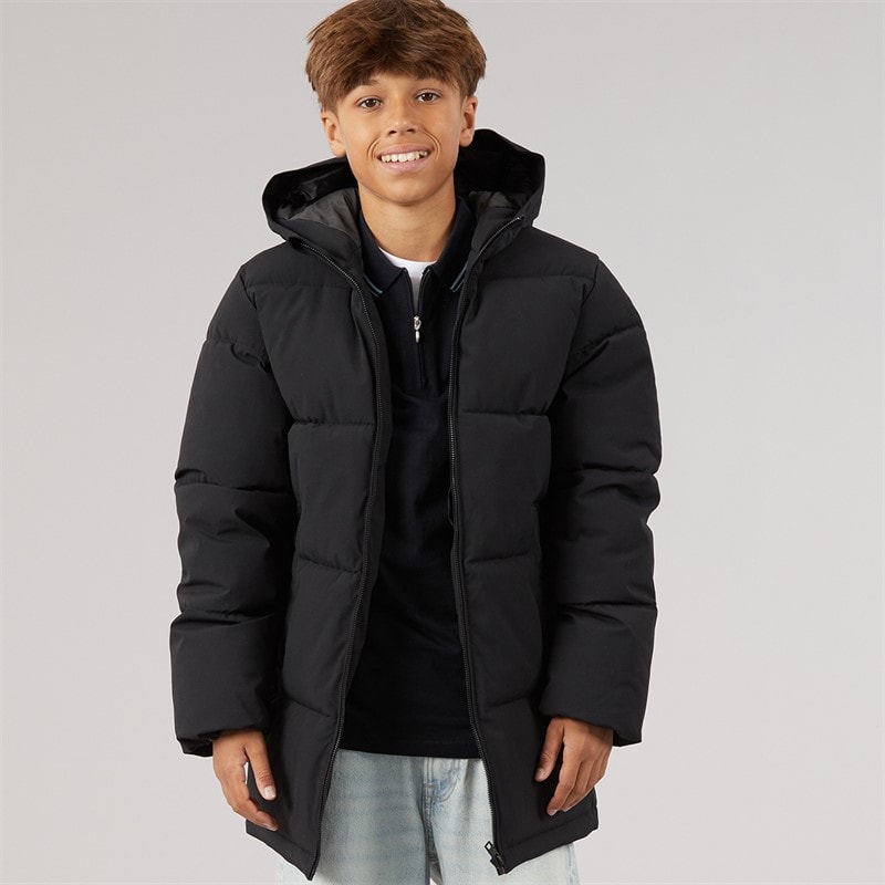 JACK & JONES Boys Surface Long Puffer Coat Black