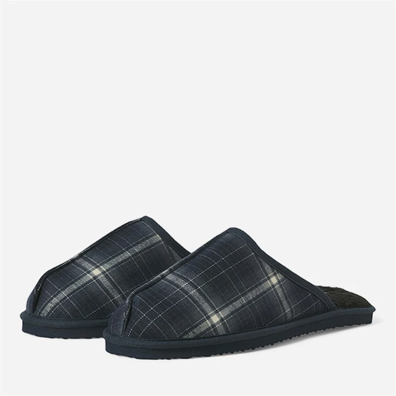 JACK & JONES Mens Dudely Slippers Navy Blazer Checks