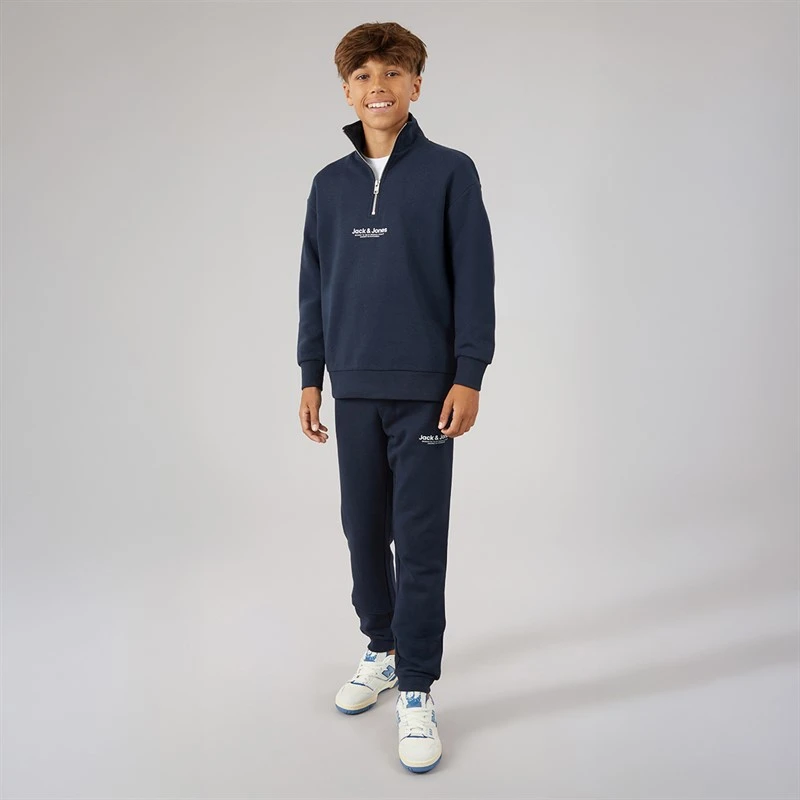 JACK & JONES Boys Vesterbro Quarter Zip Sweatshirt Tracksuit Navy Blazer