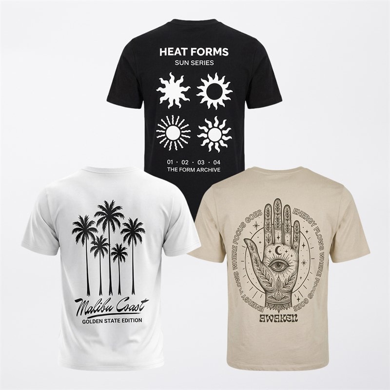 JACK & JONES Mens Sota Print Three Pack T-Shirts /White/Ecru Black