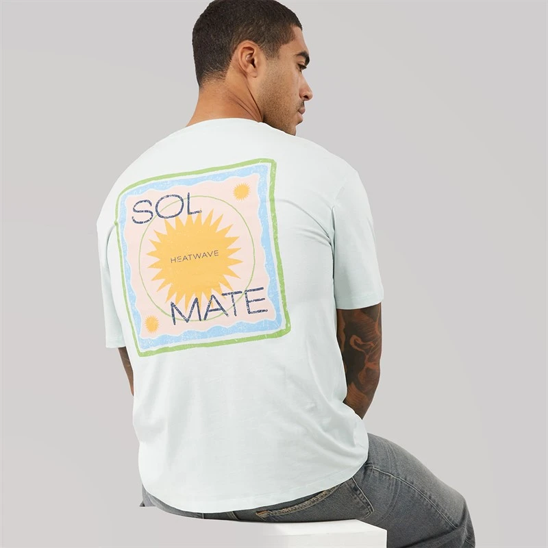 JACK & JONES Mens Oricon Graphic T-Shirt Pale Blue
