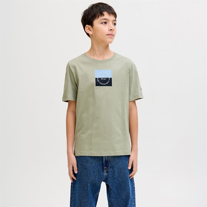 JACK & JONES Boys Fusion Dots Print T-Shirt Seagrass