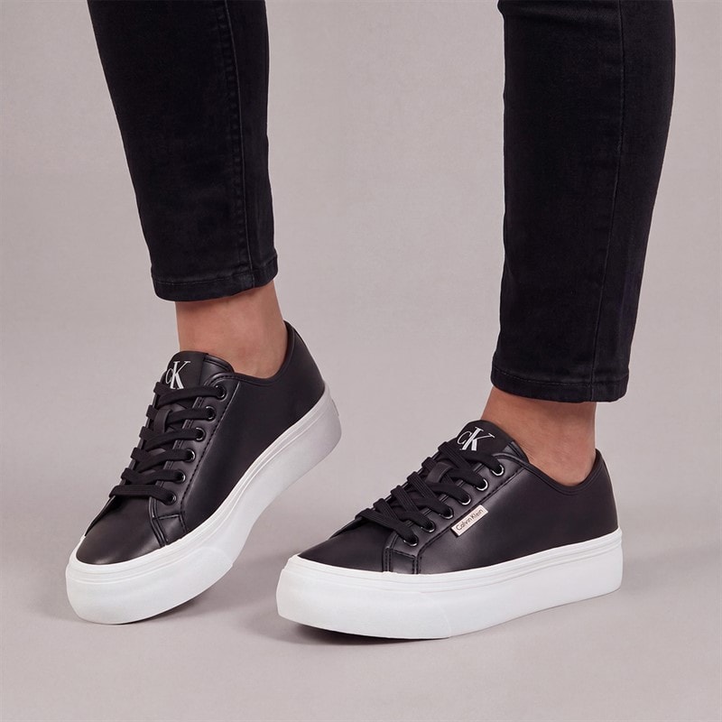 Calvin Klein Jeans Womens Platform Vulc Trainers Ck Black