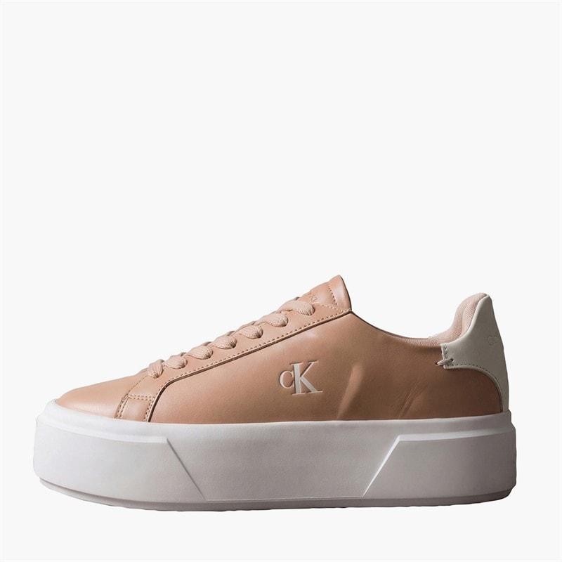 Calvin Klein Jeans Womens Flatform Lace Up Trainers Spanish Villa/Marshmallow