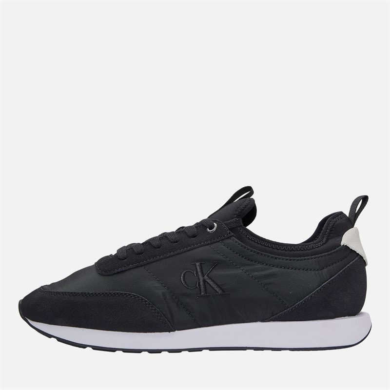 Calvin Klein Jeans Mens Retro Runner Sock Liner Trainers Black/Bright White