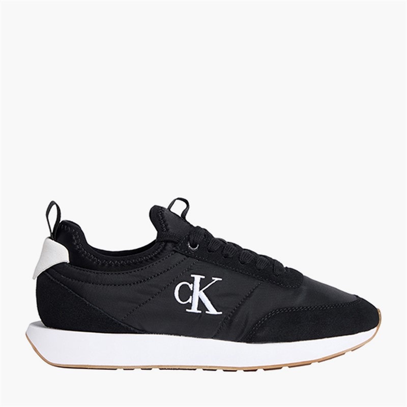 Calvin Klein Jeans Womens Retro Runner Sock Liner Trainers Black/Bright White