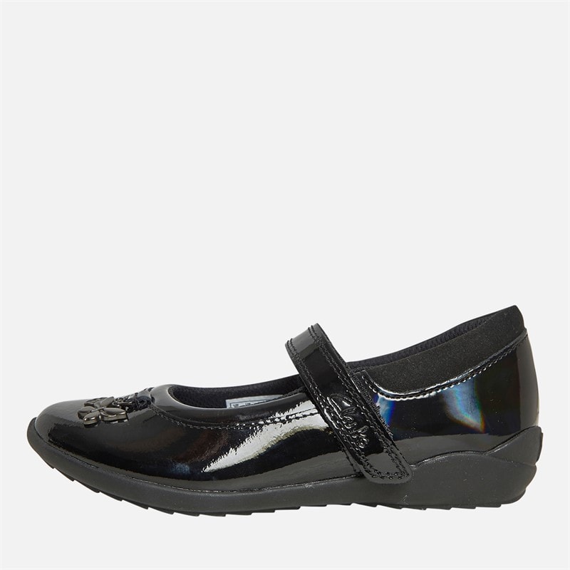 Clarks Girls Vibrant Trail E-Fit Mary Jane Shoes Black Patent