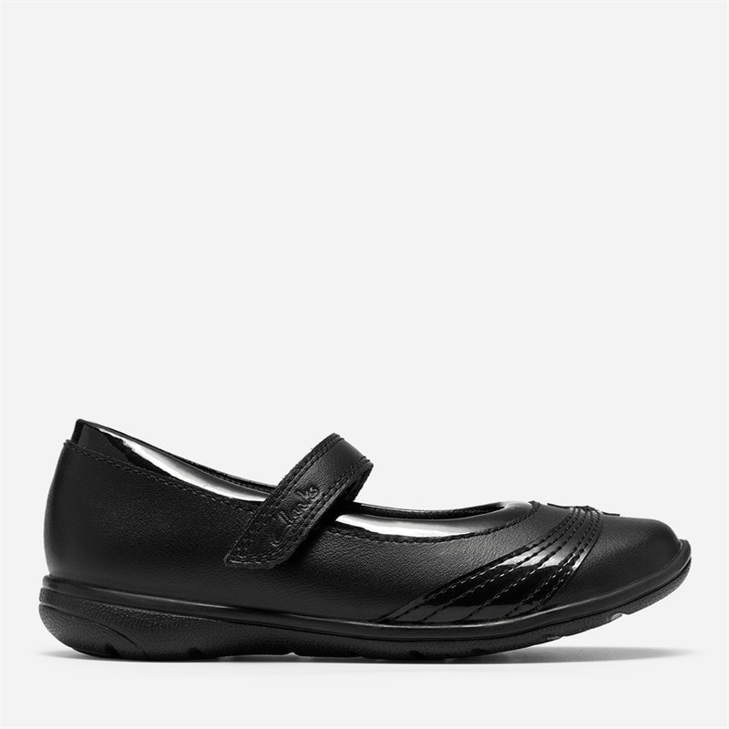 Clarks Junior Girls Venture Magic Mary Jane Shoes Black