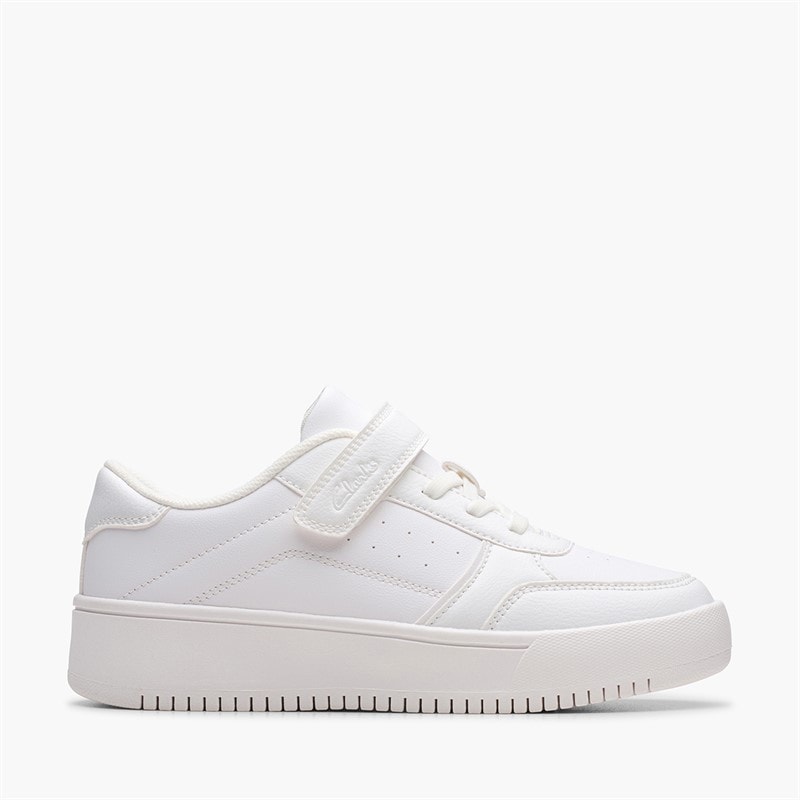 Clarks Kids Barley Step G-Fit Trainers White