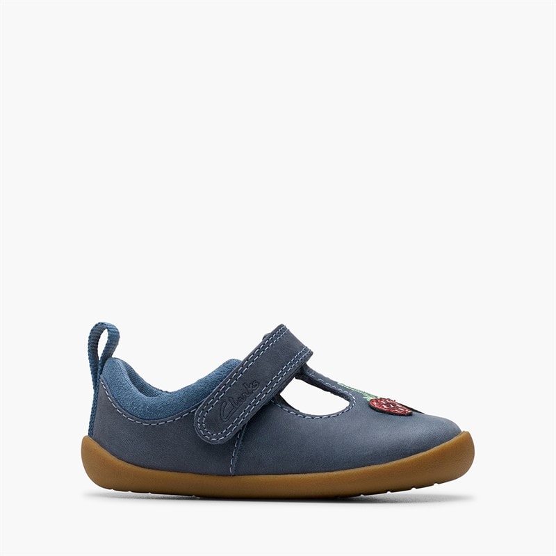 Clarks Infant Girls Roamer Berry F-Fit T-Bar Shoes Blue