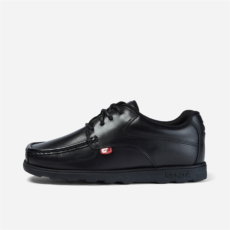 Kickers Junior Boys Fragma Lace Leather School Shoes Black