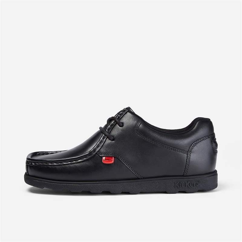 Kickers Junior Boys Fragma Lace Leather School Shoes Black